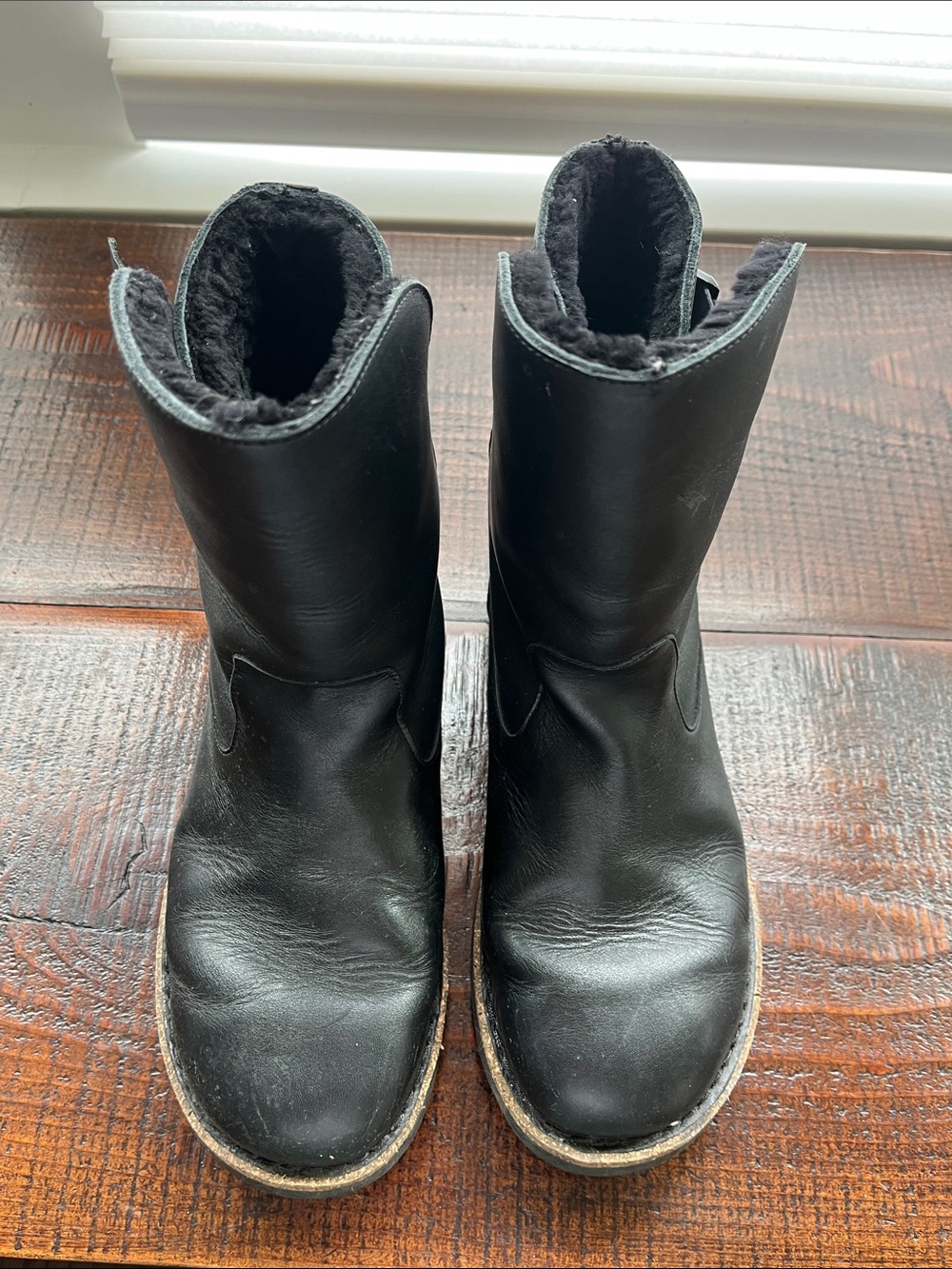 Birkenstock Black Leather Sherpa Lined Boots